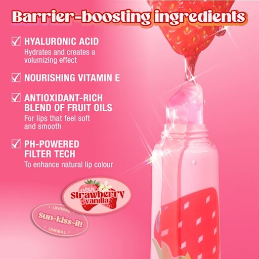 UNREAL LIPS HEALTHY GLOW NECTAR OIL JUICYLICIOUS CĂPȘUNI ȘI VANILIE